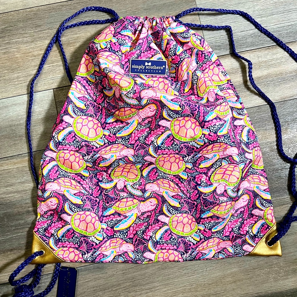 NWT Simply‎ Southern Turtle Drawstring Bag